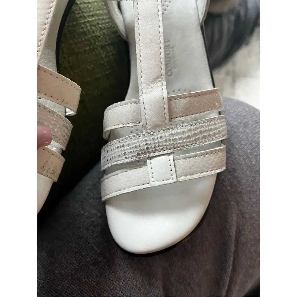 SAS Capri White Multi Leather Sandals sz 7 N w/ Box WUC